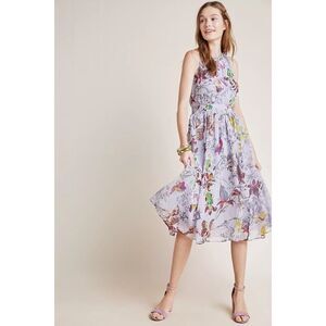 Anthropologie High Neck Floral Dress Size 2